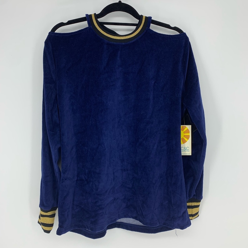 C&C CALIFORNIA Cold‎ Shoulder Velour Pullover